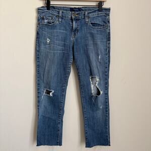 Vintage Levis 513 Low-Rise Boyfriend Jeans Capris Womens Size 3 / 26 Distressed